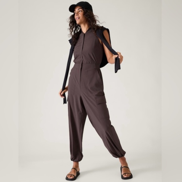 Athleta Brooklyn Utility Jumpsuit Shale - Picture 1 of 15